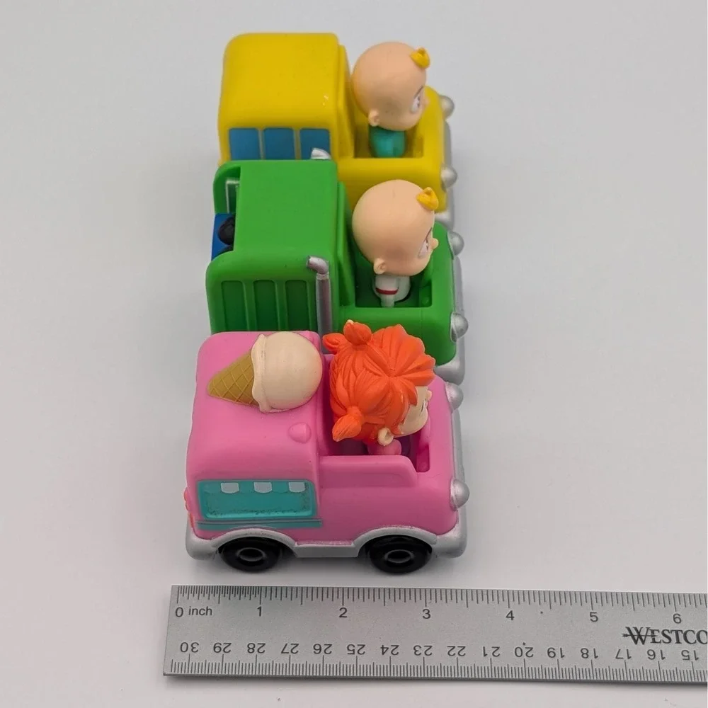 Cocomelon Mini Vehicles JJ School Bus Garbage Truck YoYo Ice Cream Truck 3pc Set